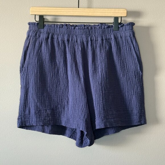 Women's L Rails Leighton Waffled Cotton Gauze Pull-On Blue Shorts - Picture 3 of 10